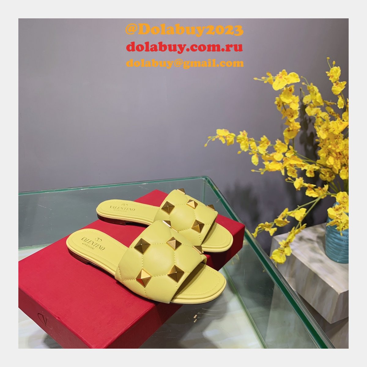 Top Quality Replica Factory Valentino Rivet slippers