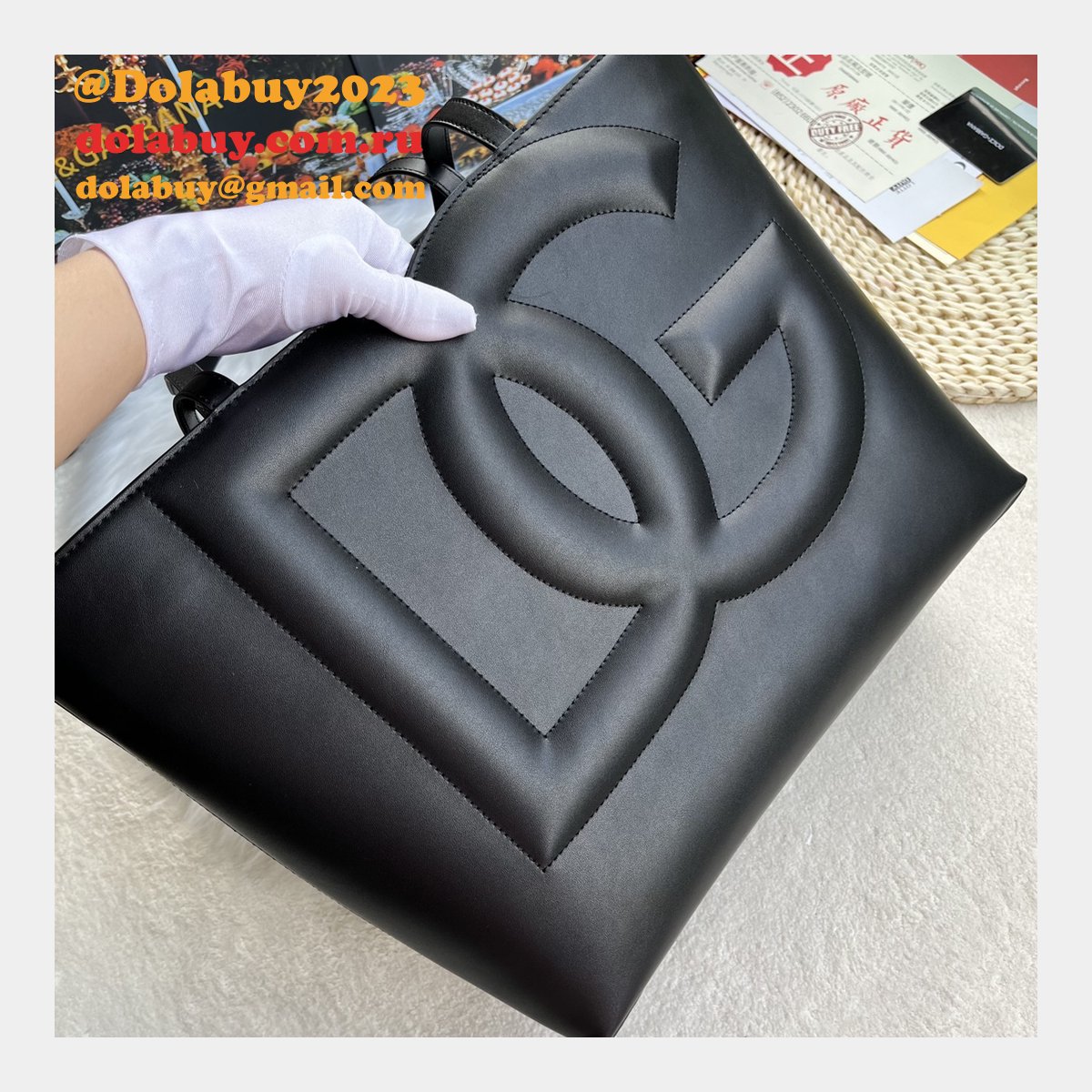 Luxury Replica Dolce & Gabbana Shopping DG Logo Tote 6650 Store Bag