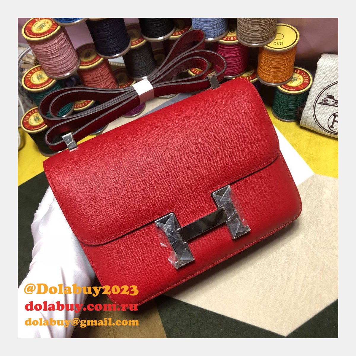 Hermes Constance Bag 23cm Epsom Leather Red