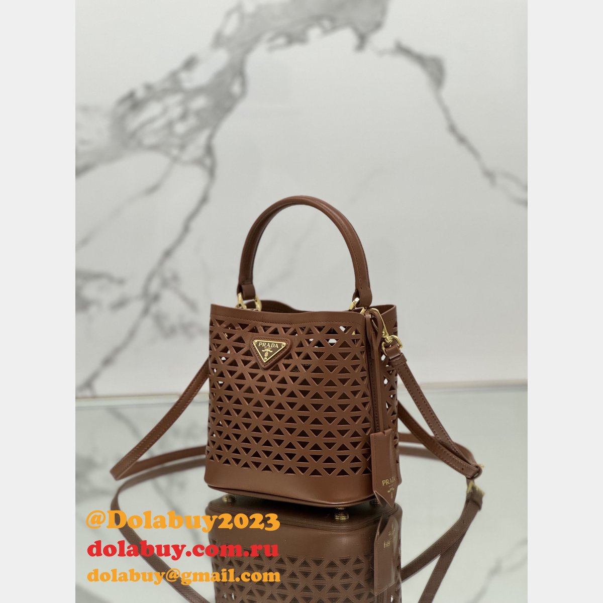 Luxury Prada Saffiano hollow basket women bag