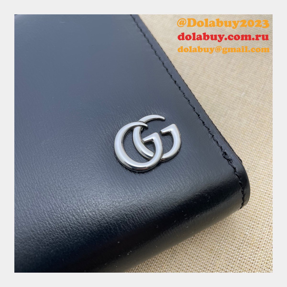 G*u*i replica 428736 uk black zip around wallet purse plated