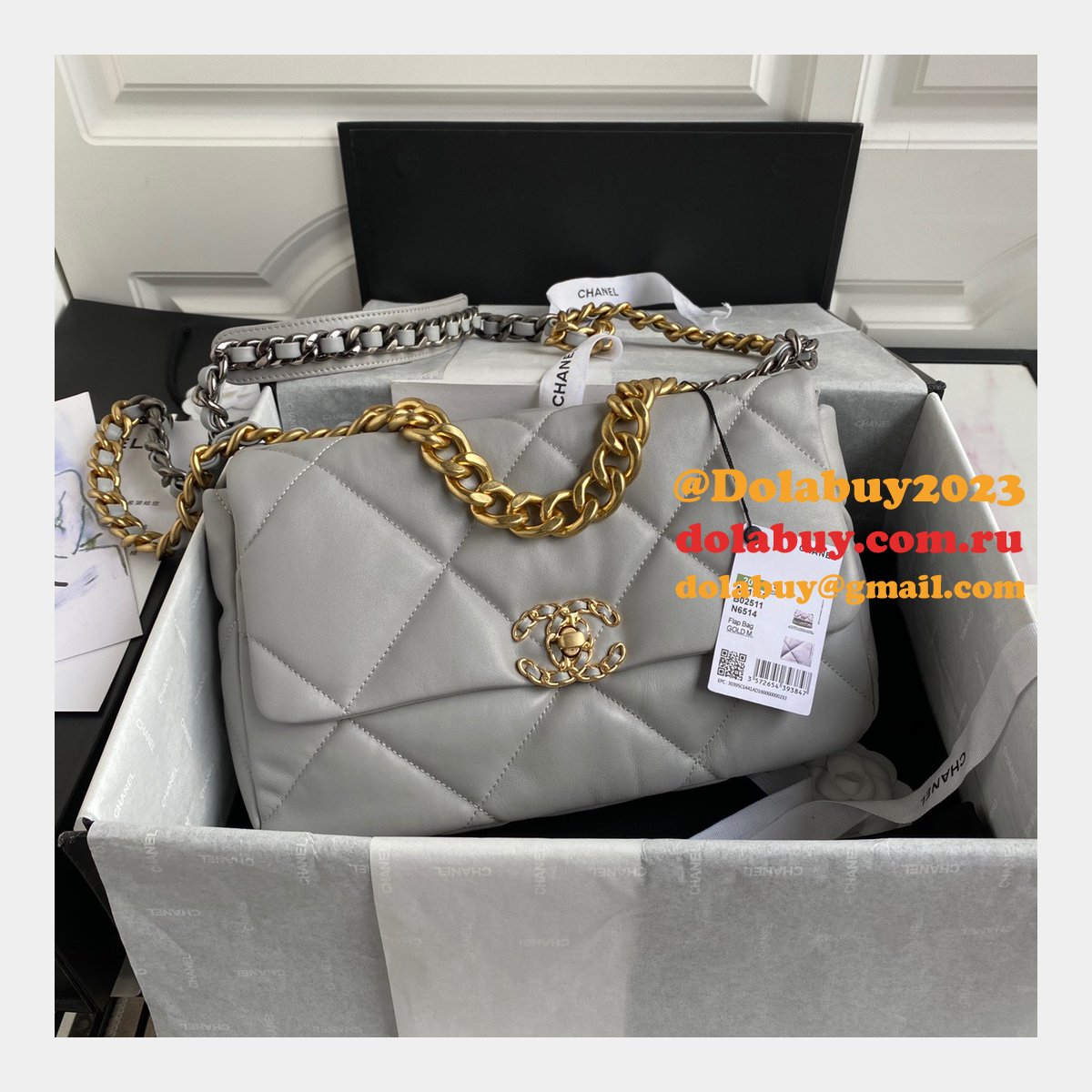Top CC 19 Bags 2021 Light Grey 30CM