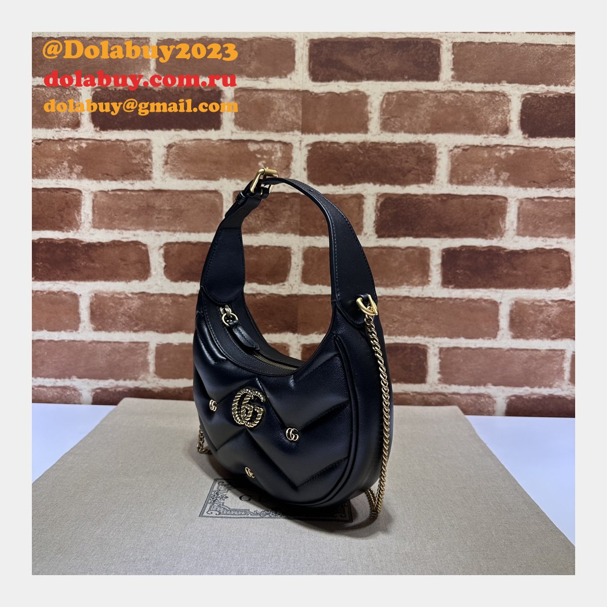 Copy GG Marmont Half-moon-shaped 770983 Perfect Knockoff Bag