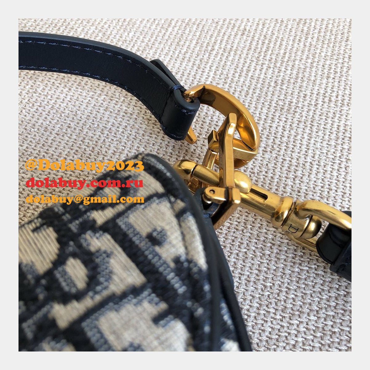 Replica Christian Dior Saddle Bag Grained Blue Oblique Jacquard