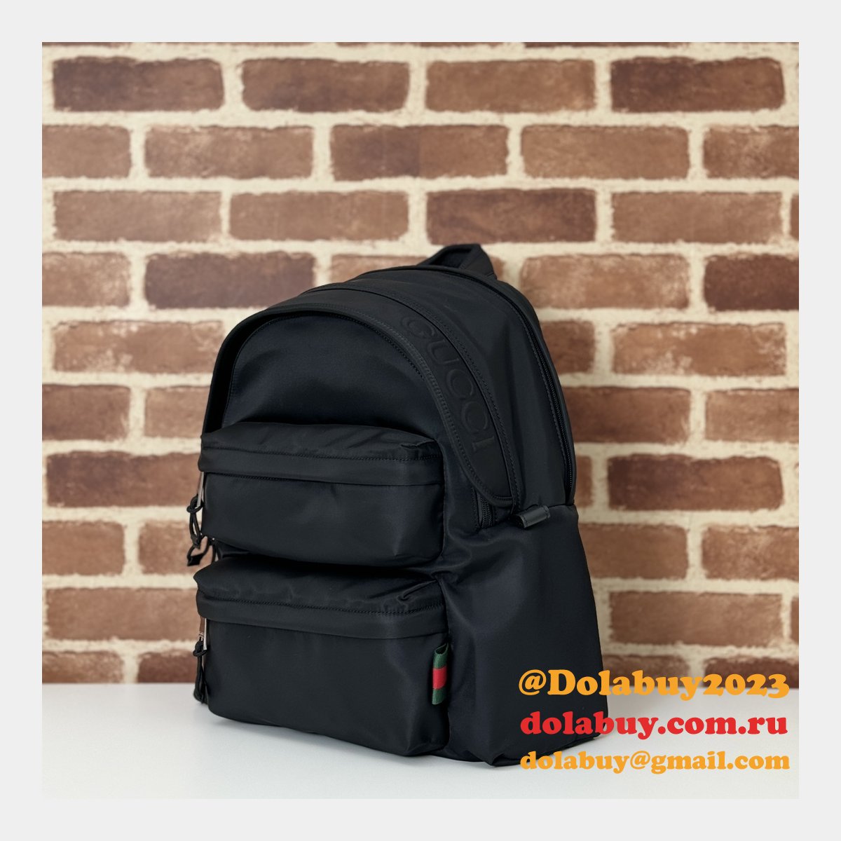 medium G*u*i backpack mens with gg logo 800265 black replica bags