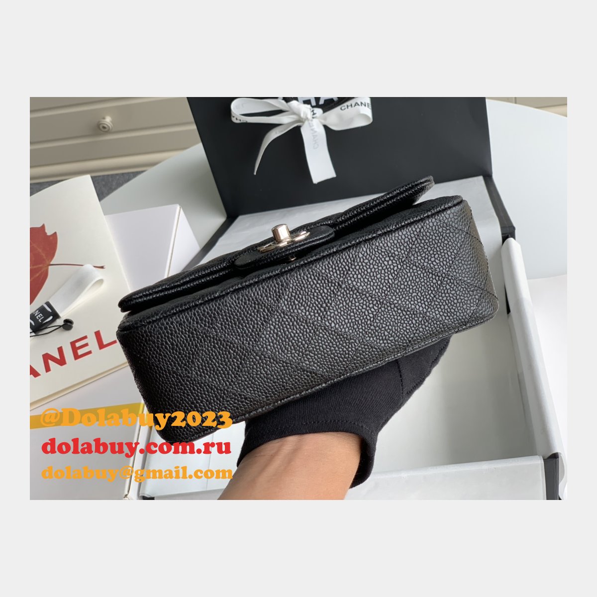 Top Quality CC Caviar Leather Flap Bag 1116 20CM