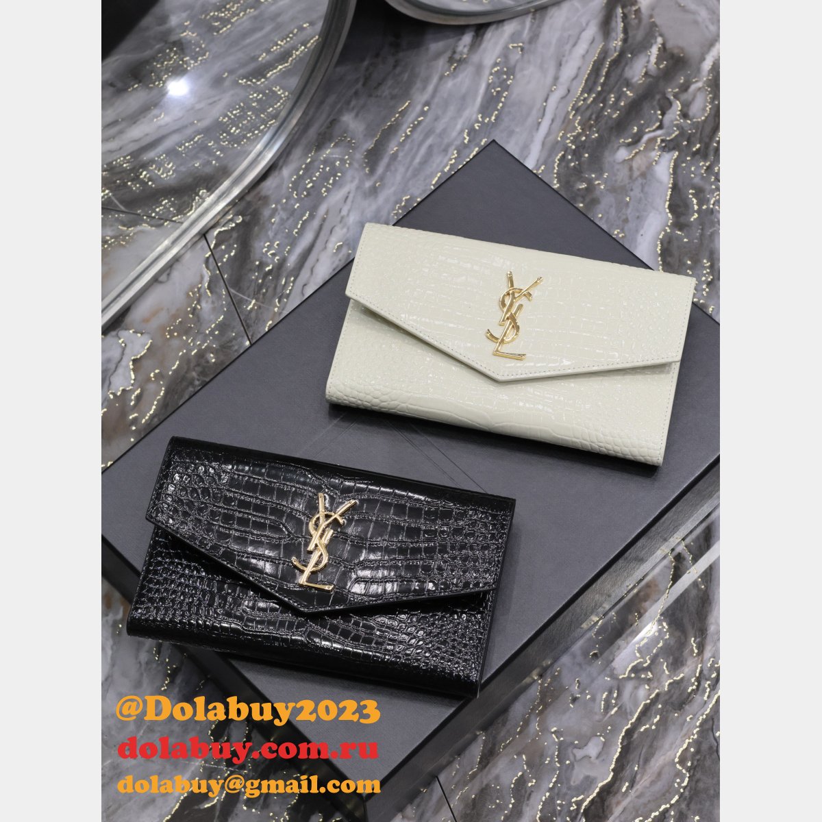 Designer YSL UPTOWN crocodile pattern 582124 CLUTCH