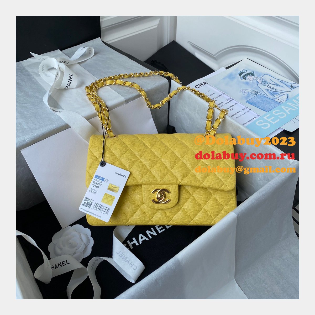 Top quality Fake Small Flap Lambskin CF 23cm