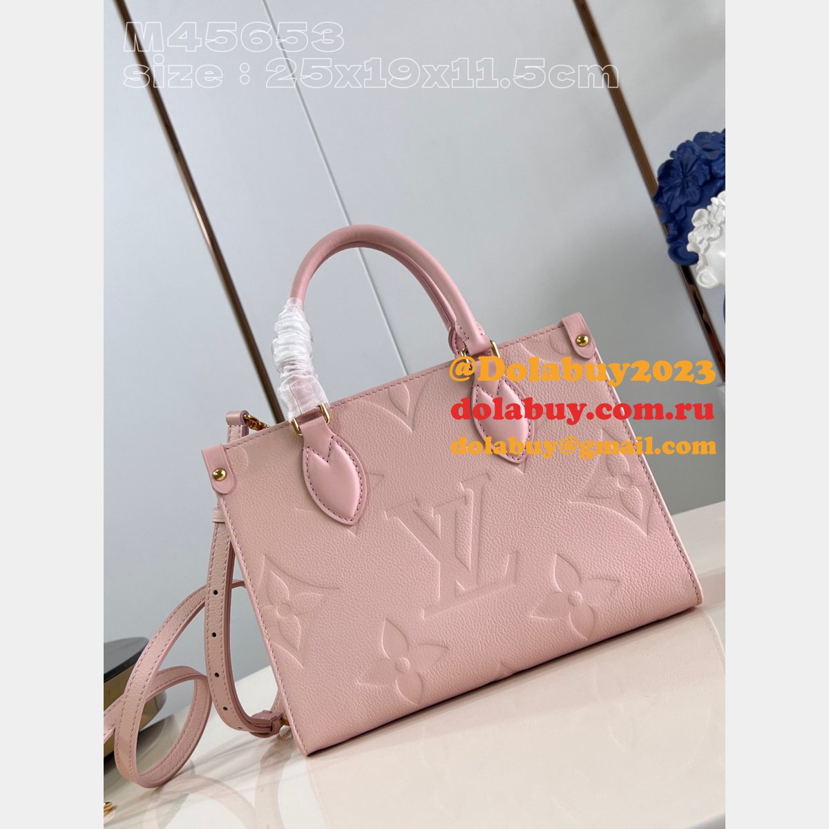 Wholesale M47135 Onthego Designer Copy Louis Vuitton Dolabuy Pink Bags
