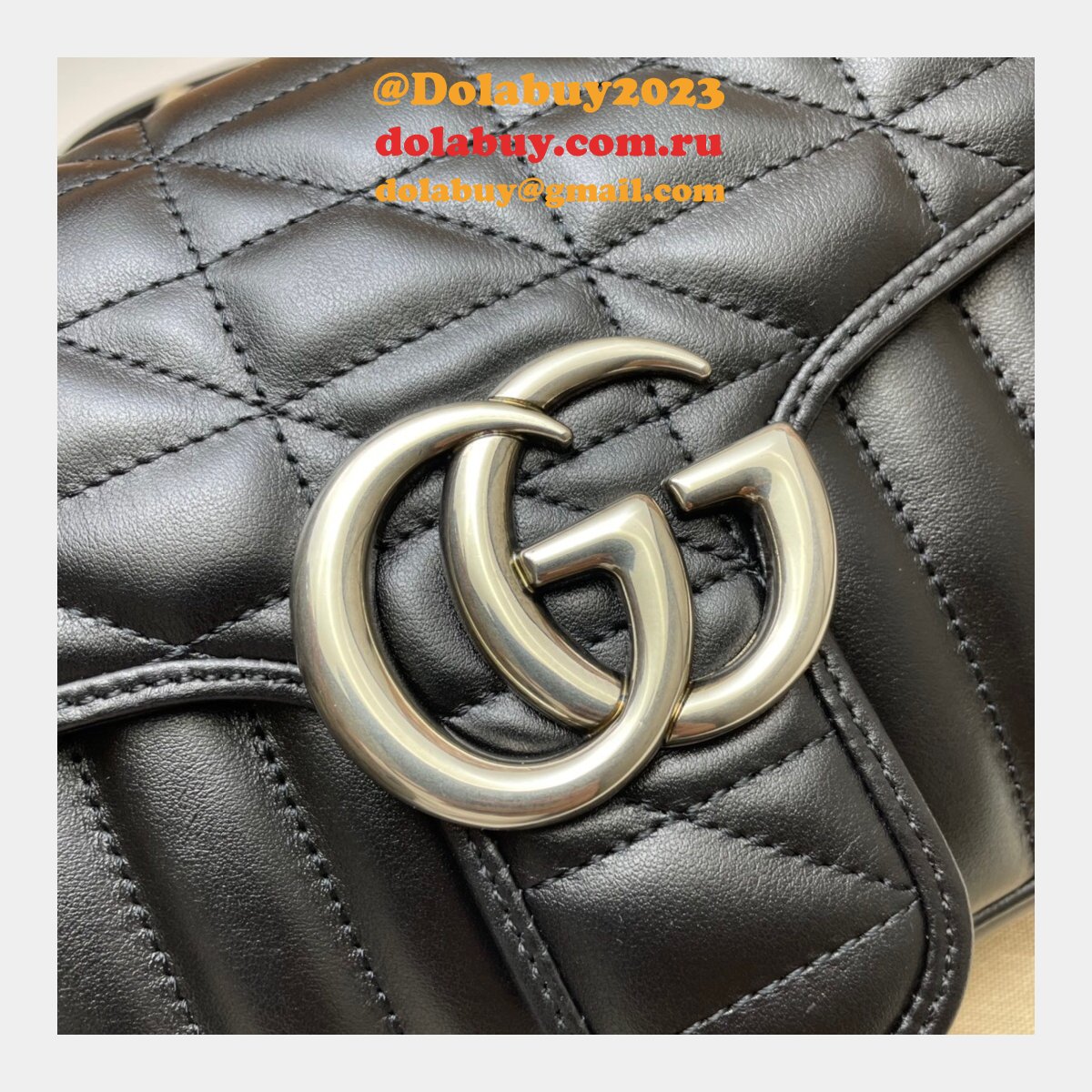 designer G*u*i replicas gg marmont matelassé shoulder bag in hibiscus black 443497 leather