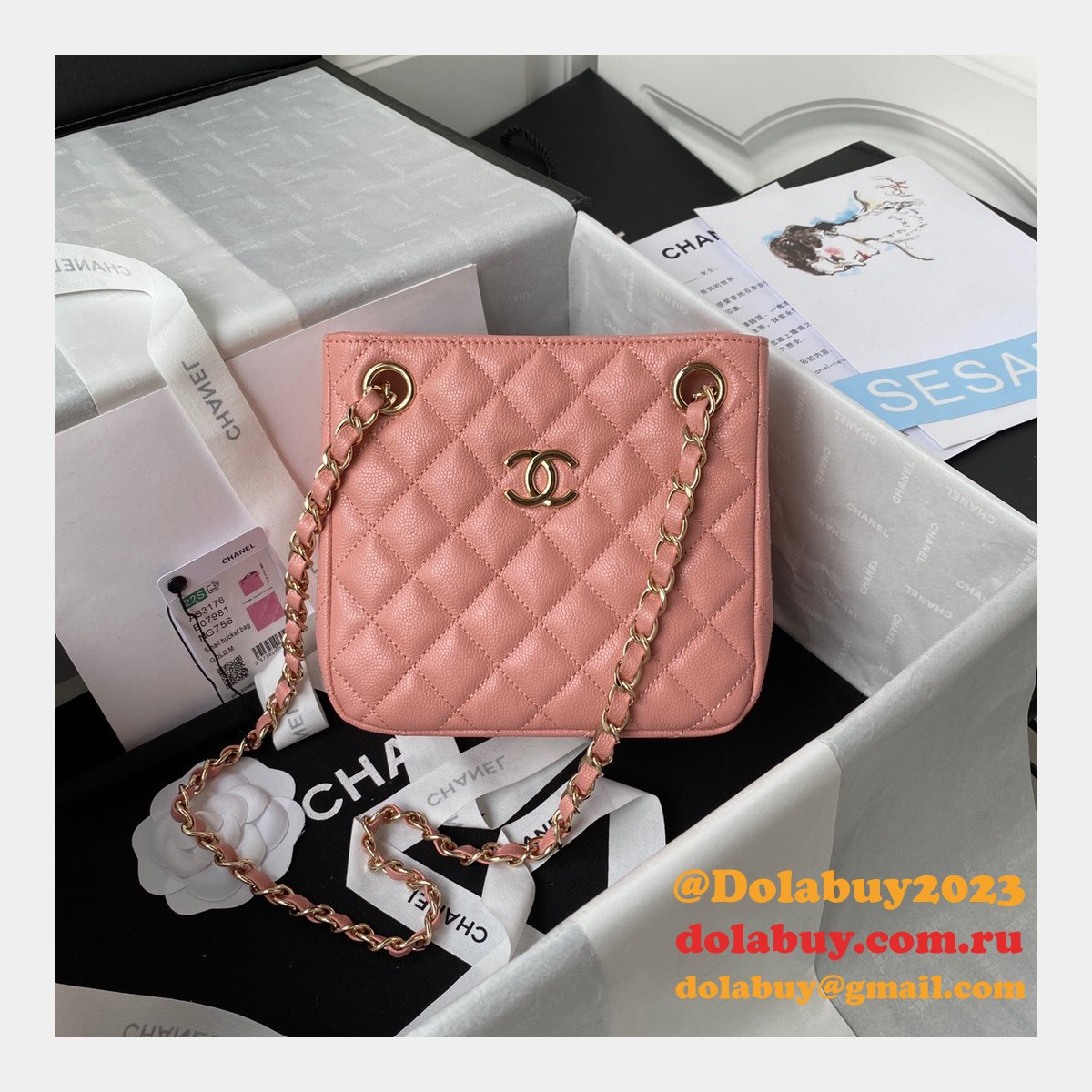 Best Online Store For Replica Bucket Lambskin AS3176 Bag