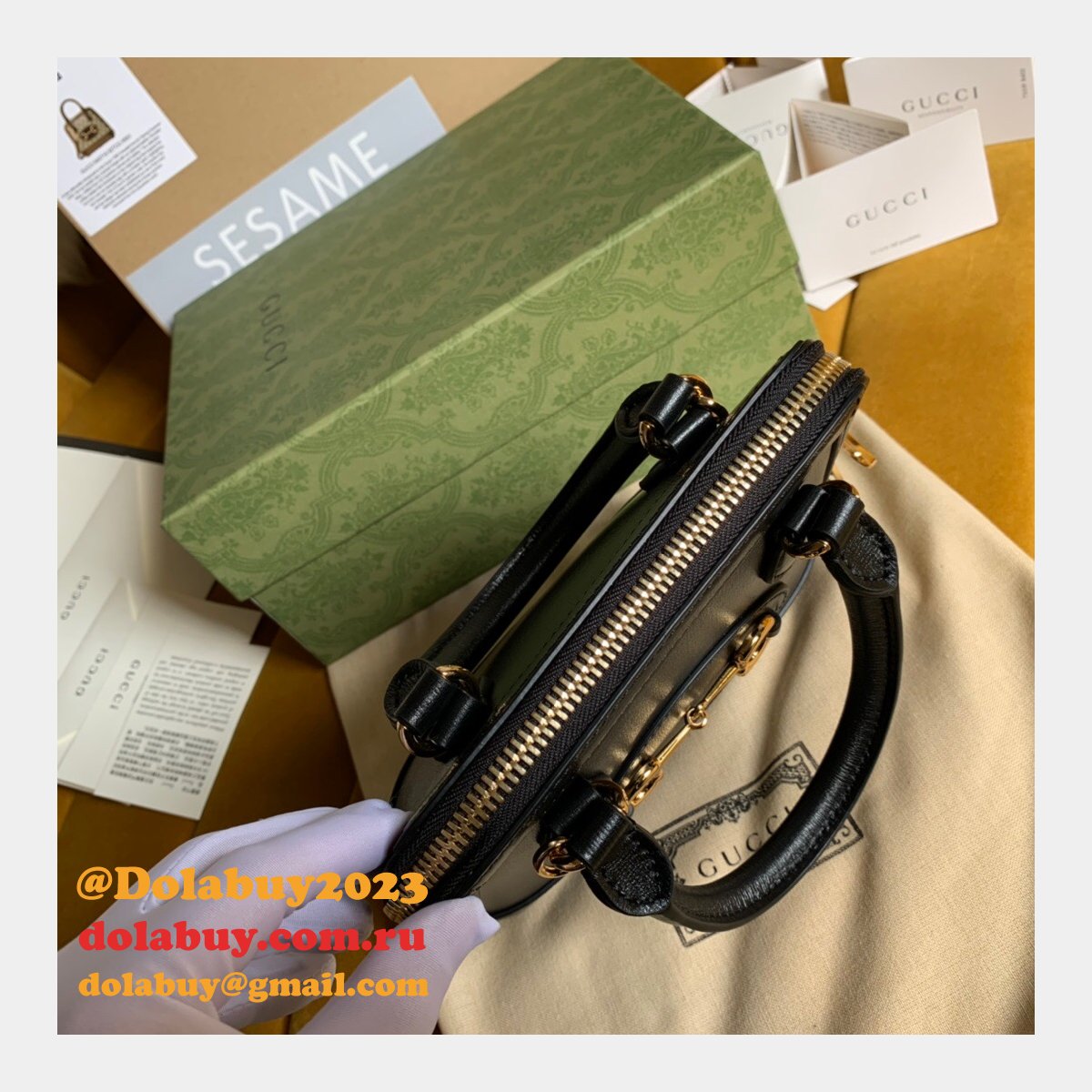 G*u*i top quality horsebit 1955 mini top handle 640716 black bag