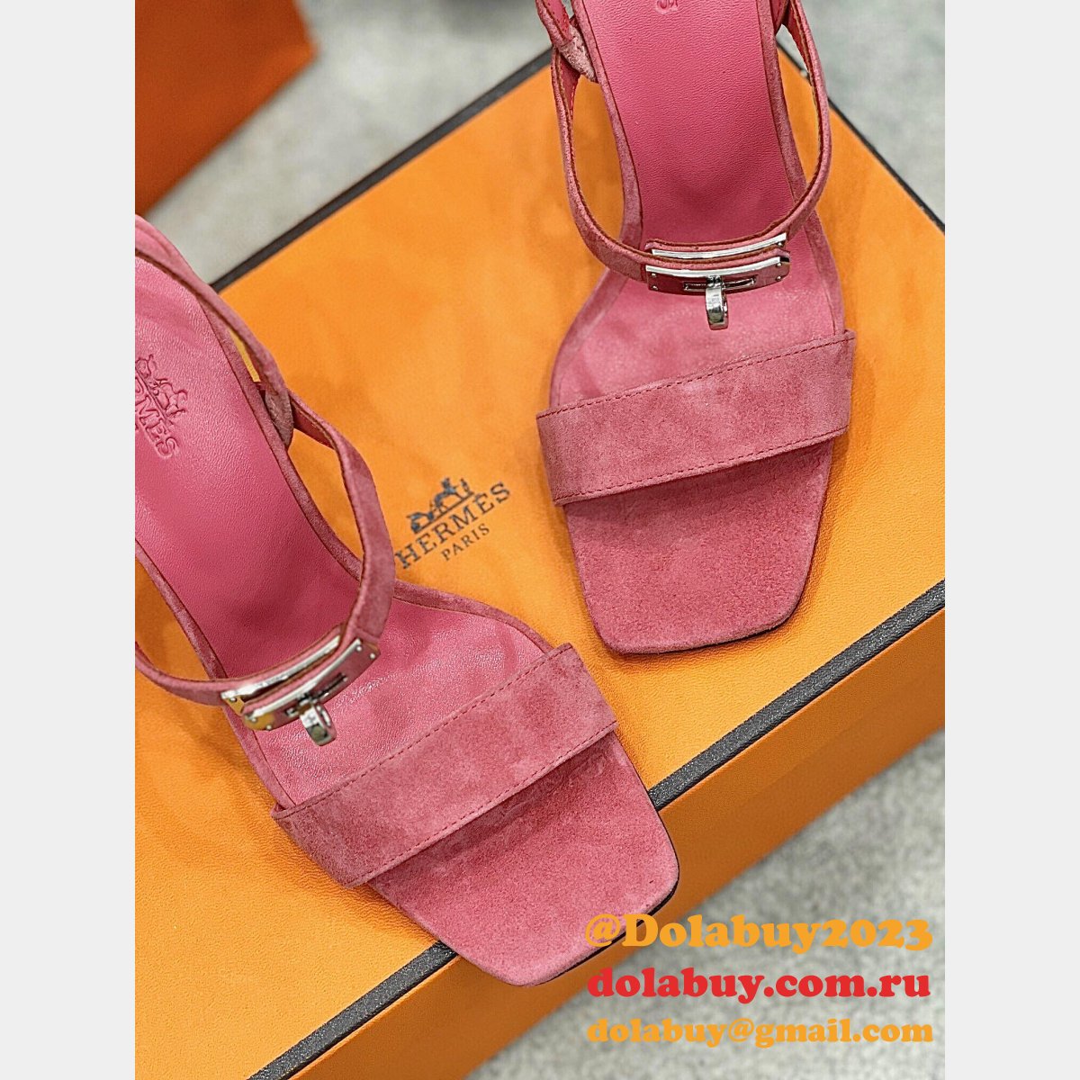 Replicas Suede Hermes Fashion Sandals Heel 9.5cm Shoes