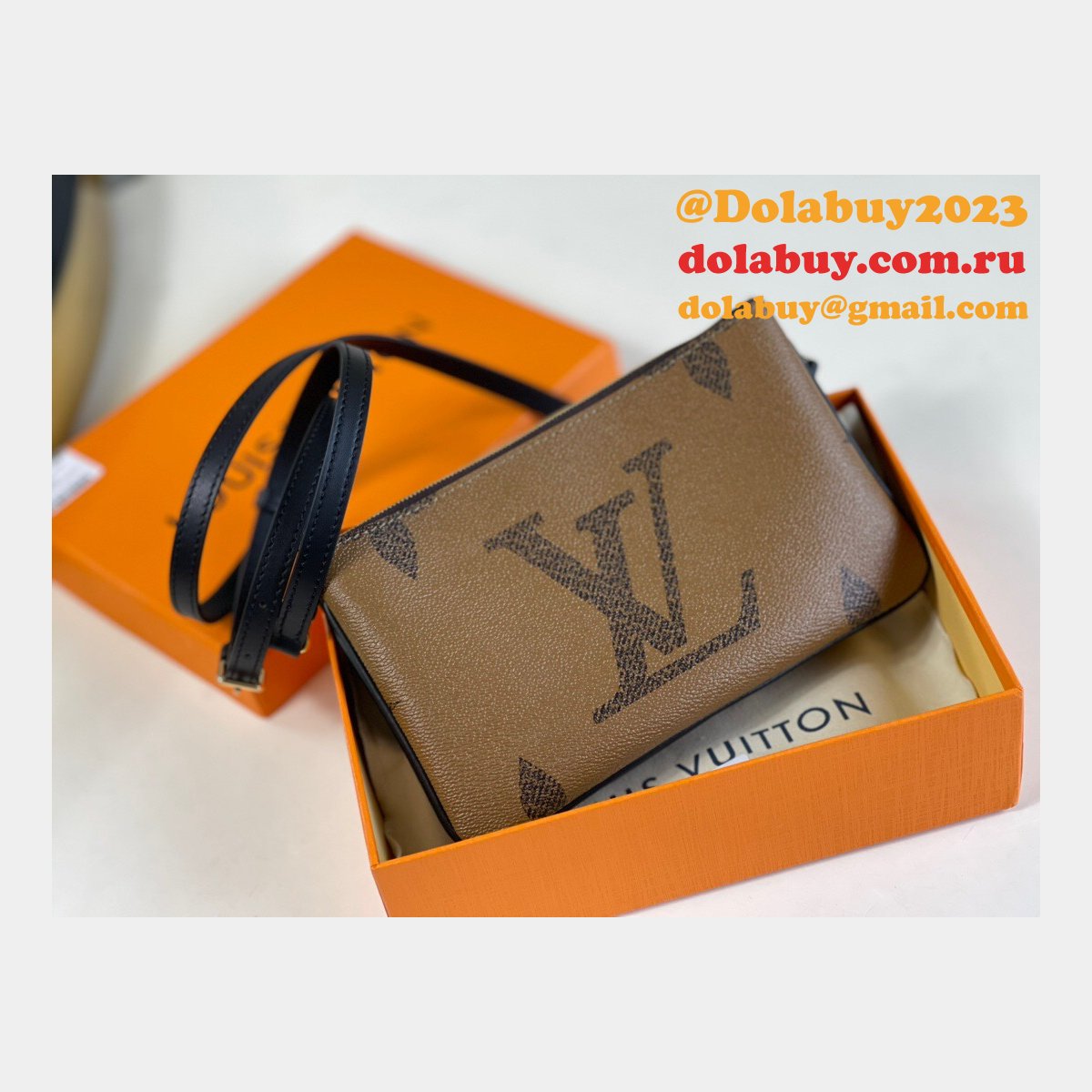 Louis Vuitton Replica Double Zip Pochette Monogram M69203 Brown