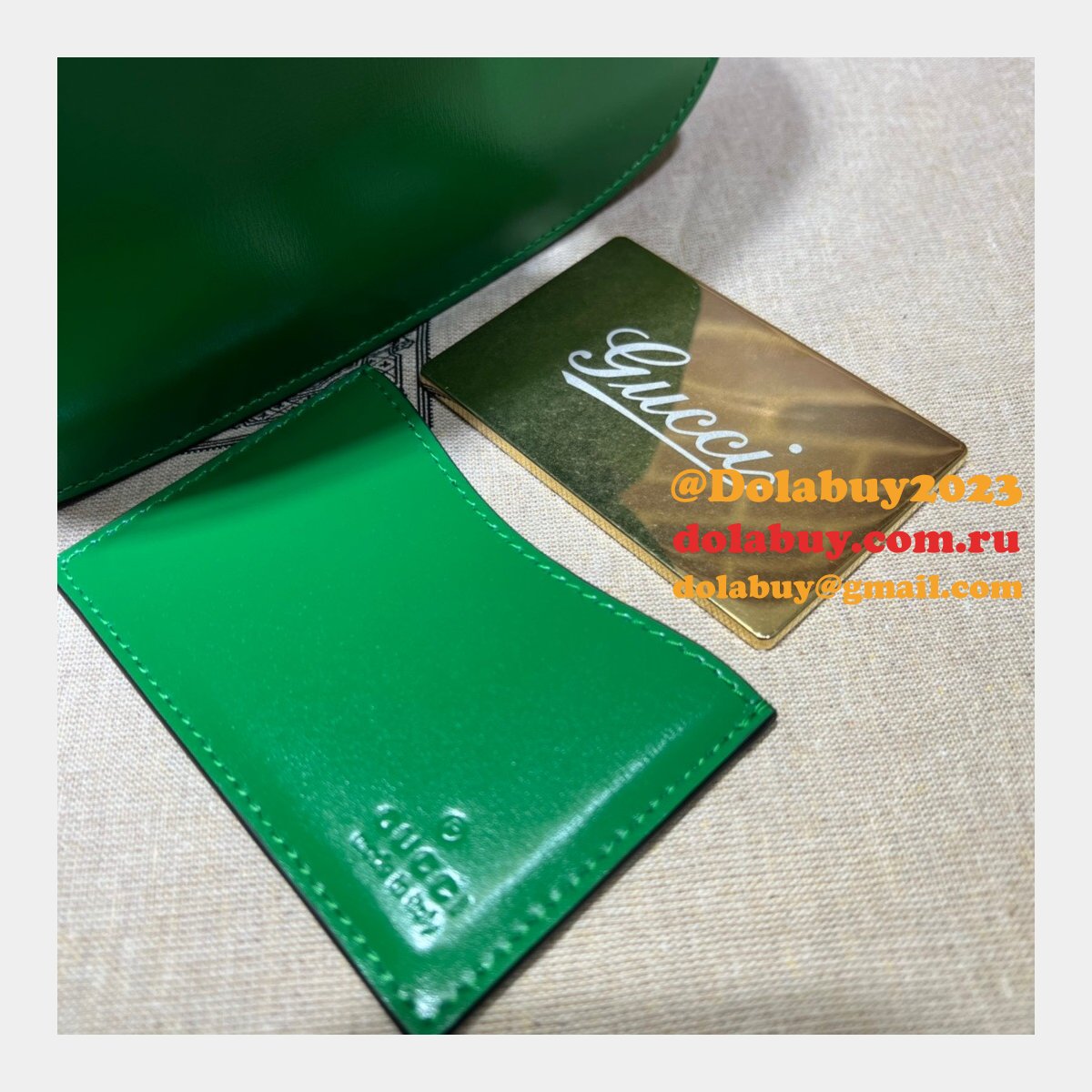 perfect G*u*i copy 675797 small top handle pink/green bag with bamboo