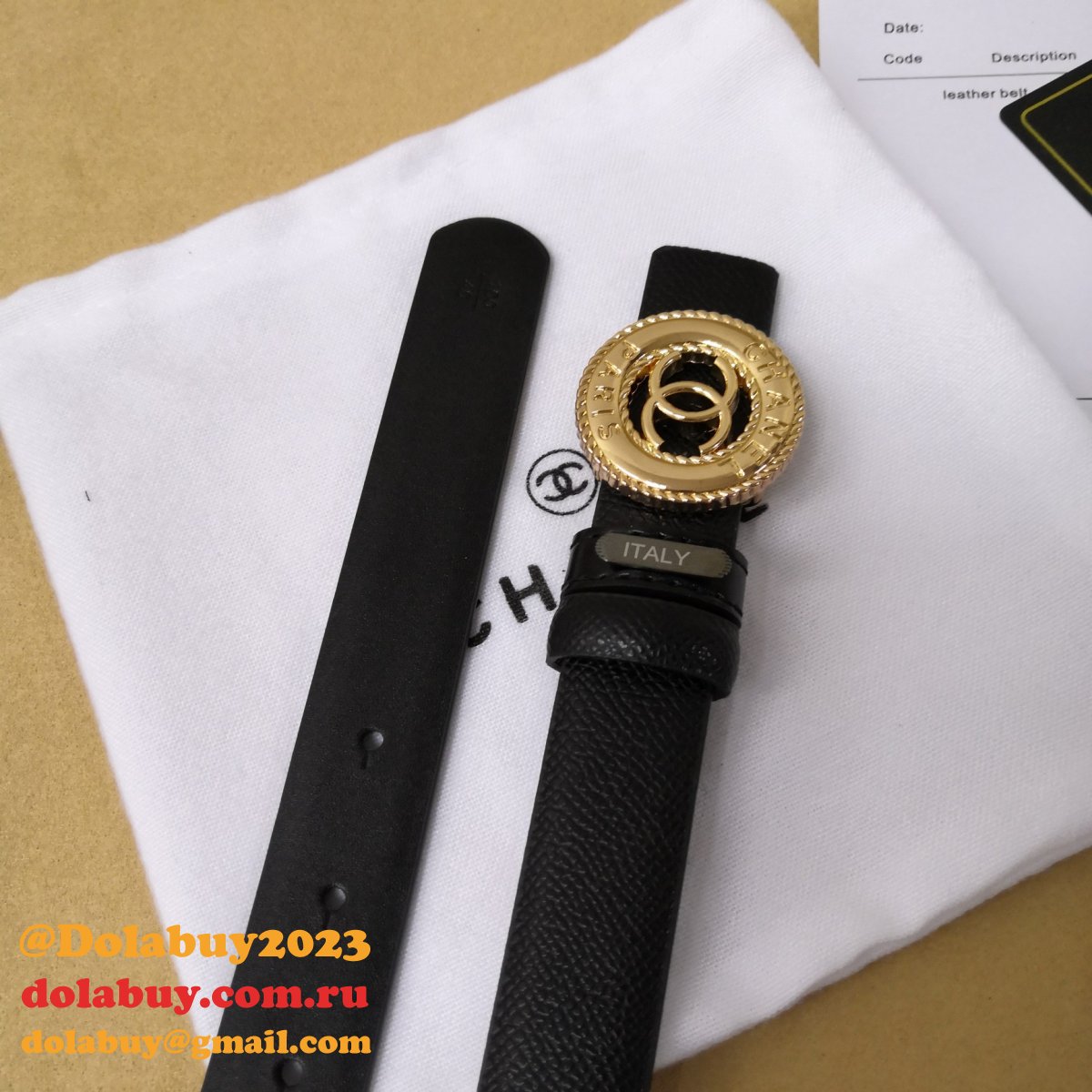 High Quality Replica CC Double C Belt Black Width 2.5cm 1152