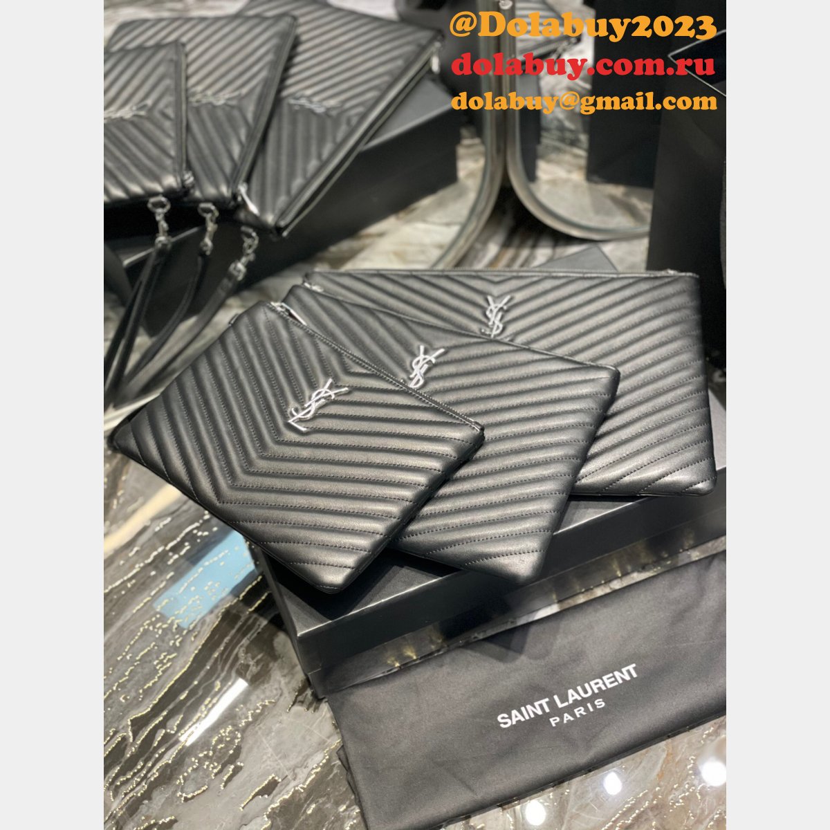 Buy Replica YSL Bags 379039/413444/440222 Clutchs Monogram A5 Pouch Online