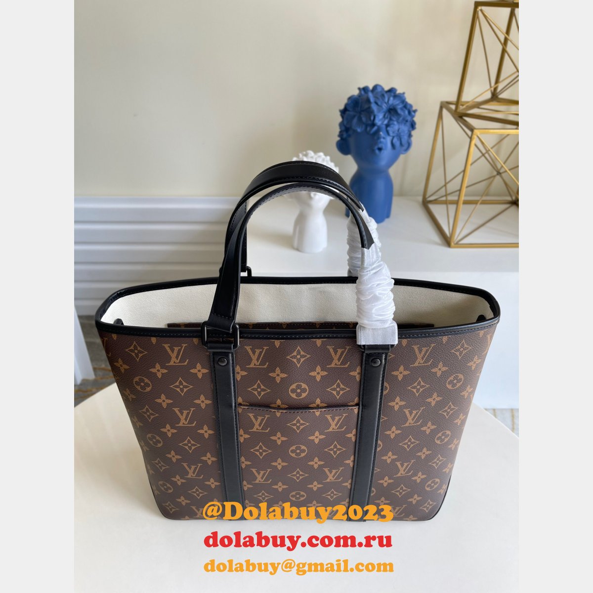 Perfect Quality Louis Vuitton Replica Week-End Tote PM Monogram Macassar M45734