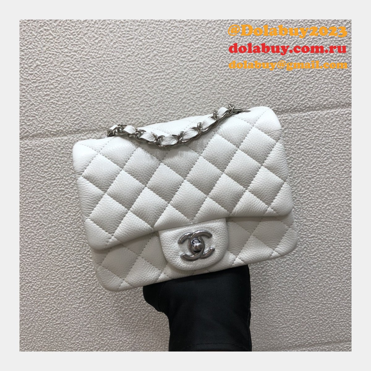 Perfect CC 17CM Classic Flap Caviar Leather Bag