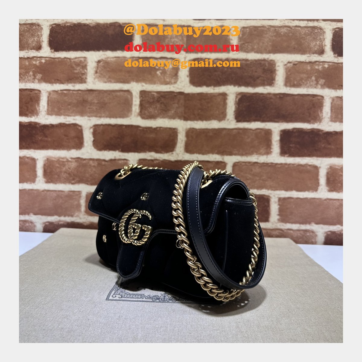 affordable 446744 black marmont top-quality fake G*u*i bags