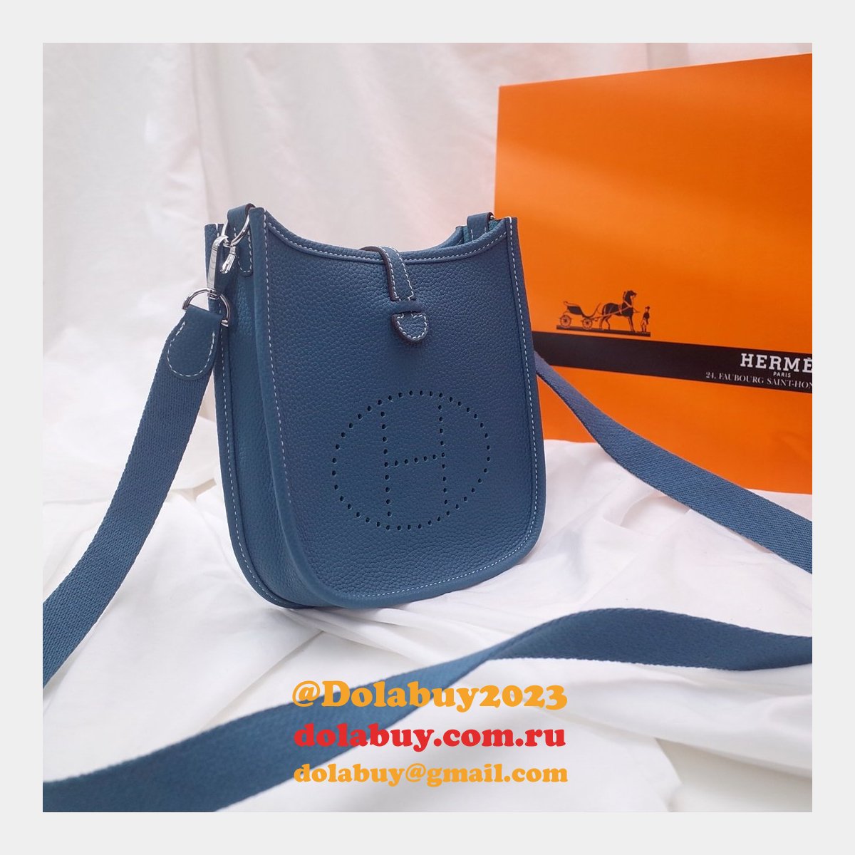 Cheap High Quality Replica Hermes Evelyne For Blue Sale