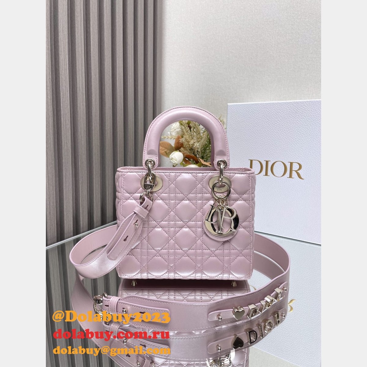 Best DIOR LADY MY ABC Wholesale PATENT LEATHER HANDBAG 20cm
