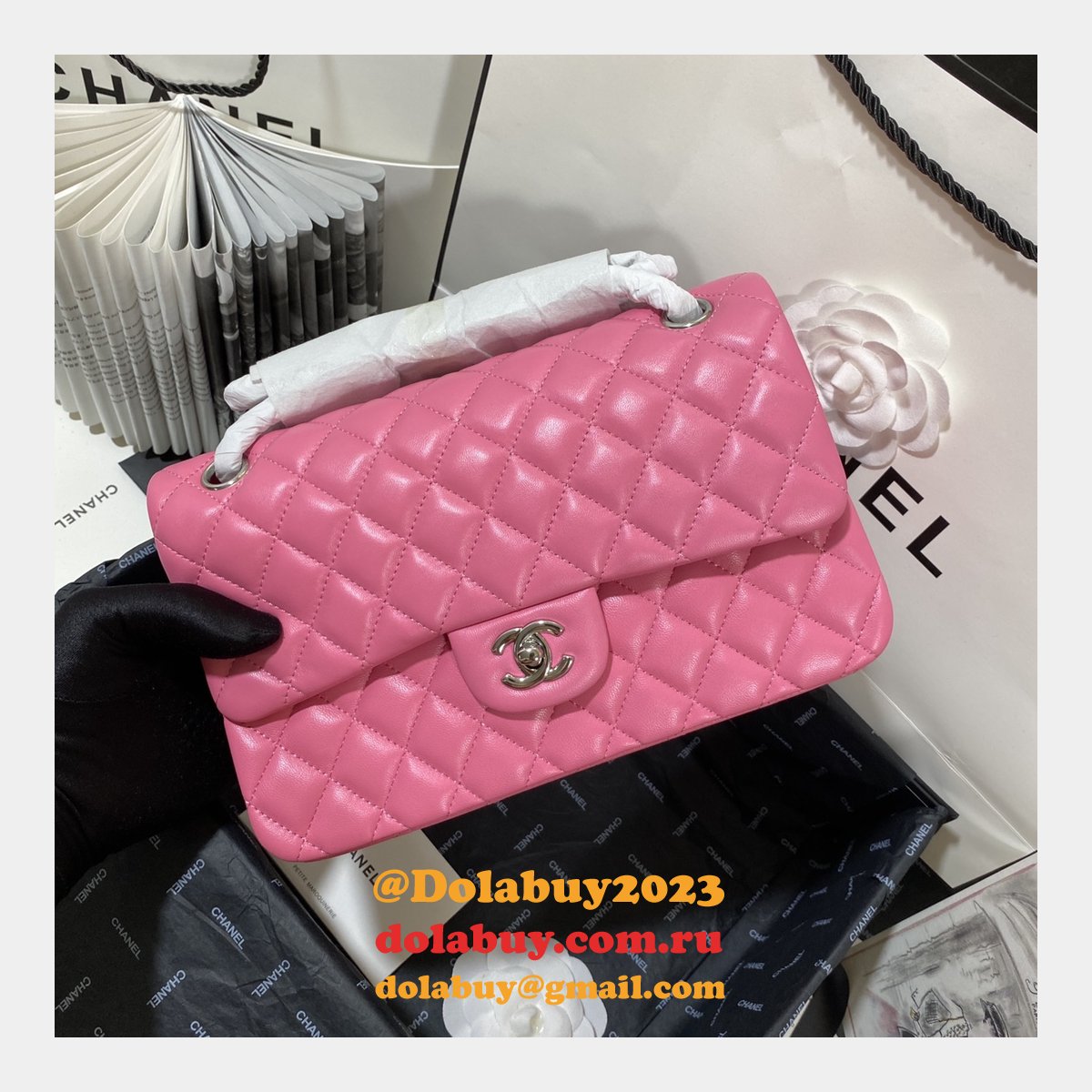 Top Quality Replica Lambskin CF1112 Bags 25CM PINK