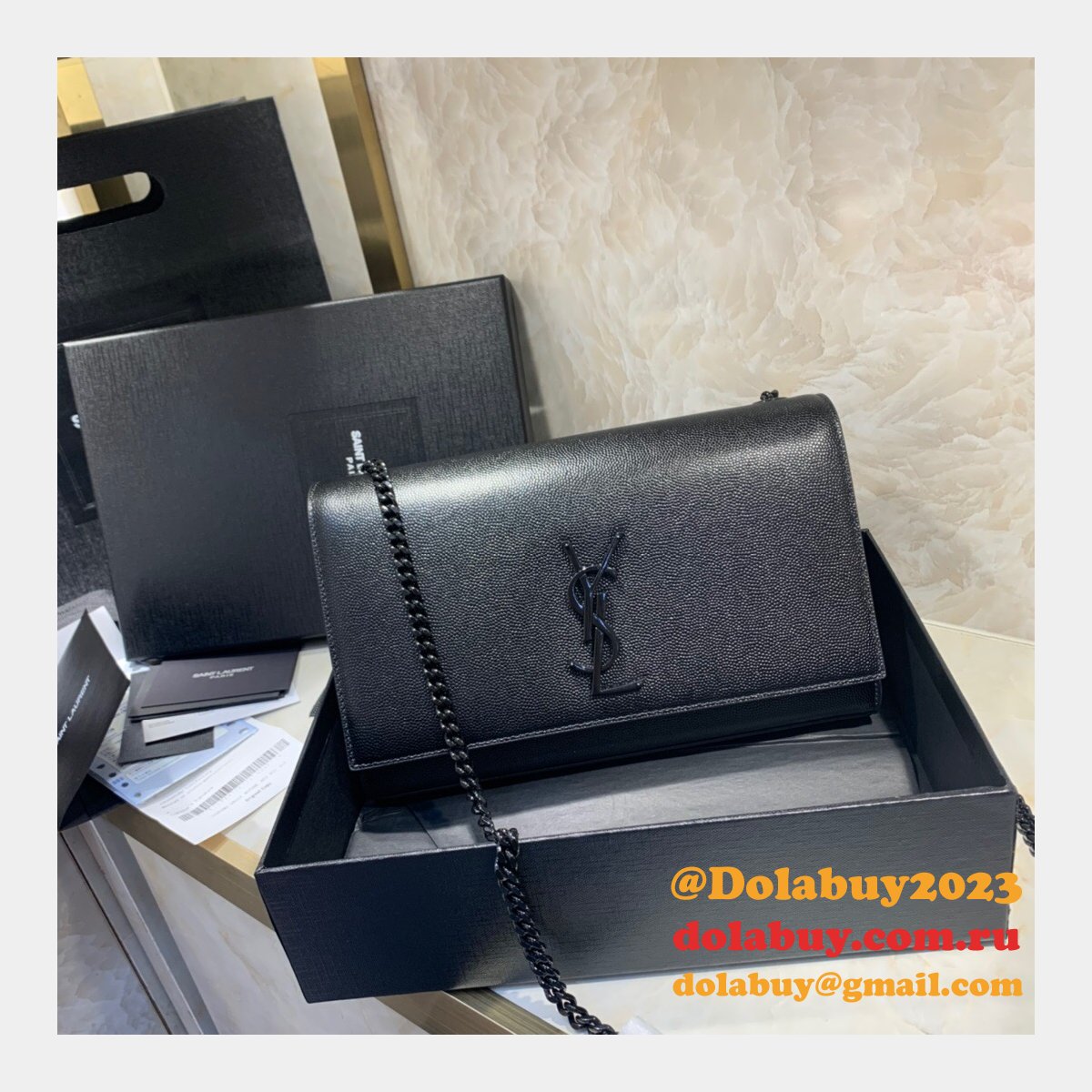 REPLICA SAINT LAURENT KATE BAG 5868006 BLACK ON BLACK