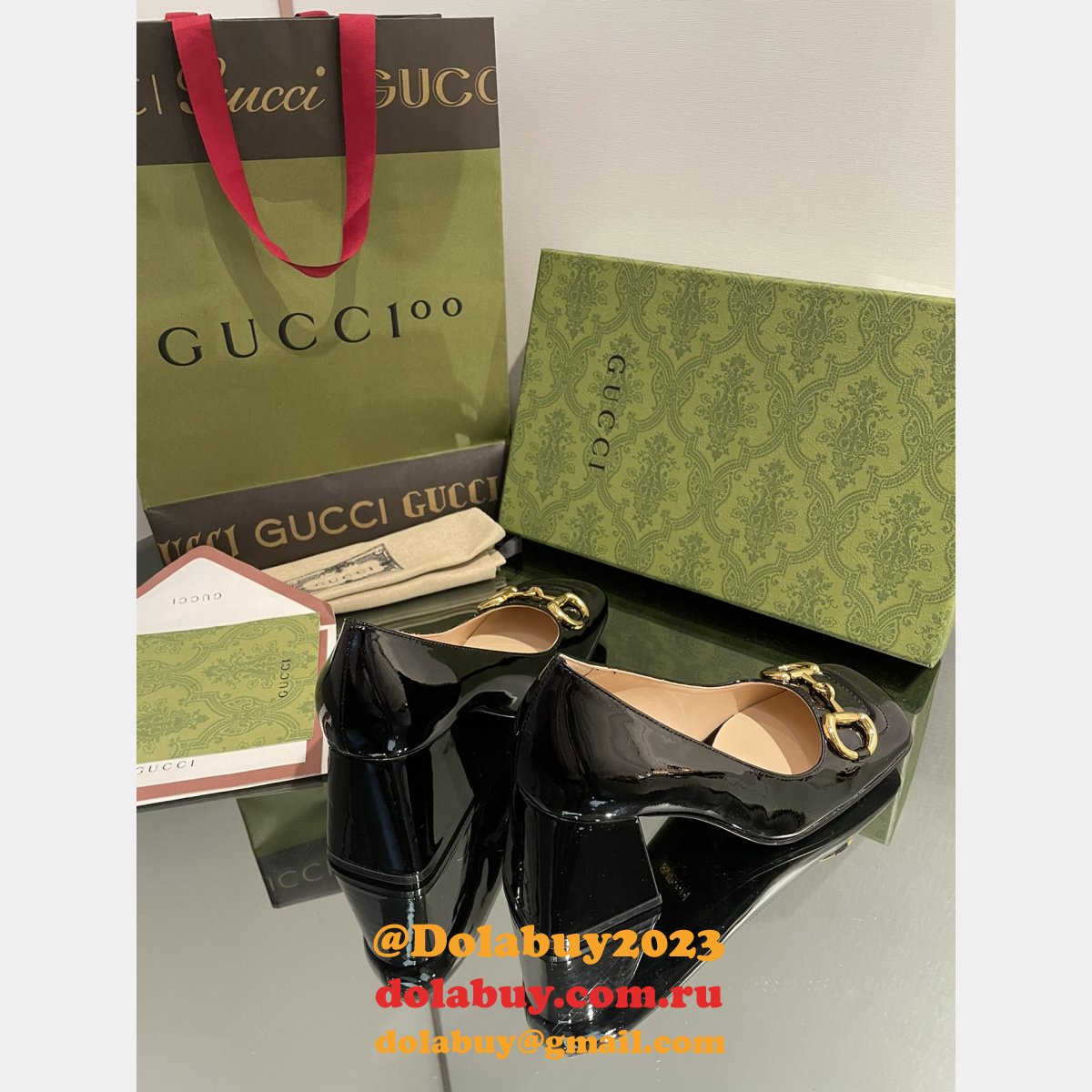 pump patent heels ballet flat horsebit replica G*u*i shoes