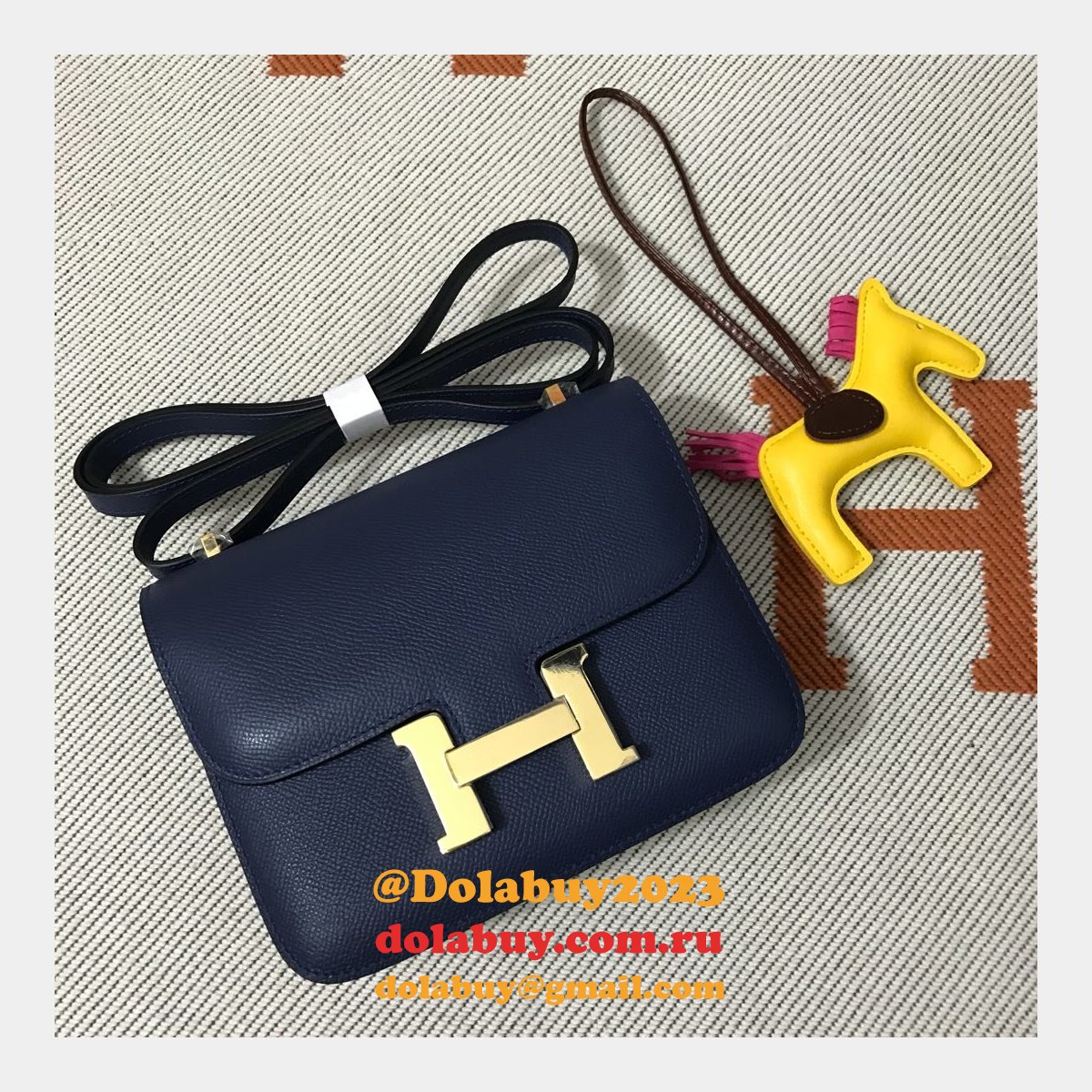 Hermes Constance Bag 18cm Epsom Leather dark blue