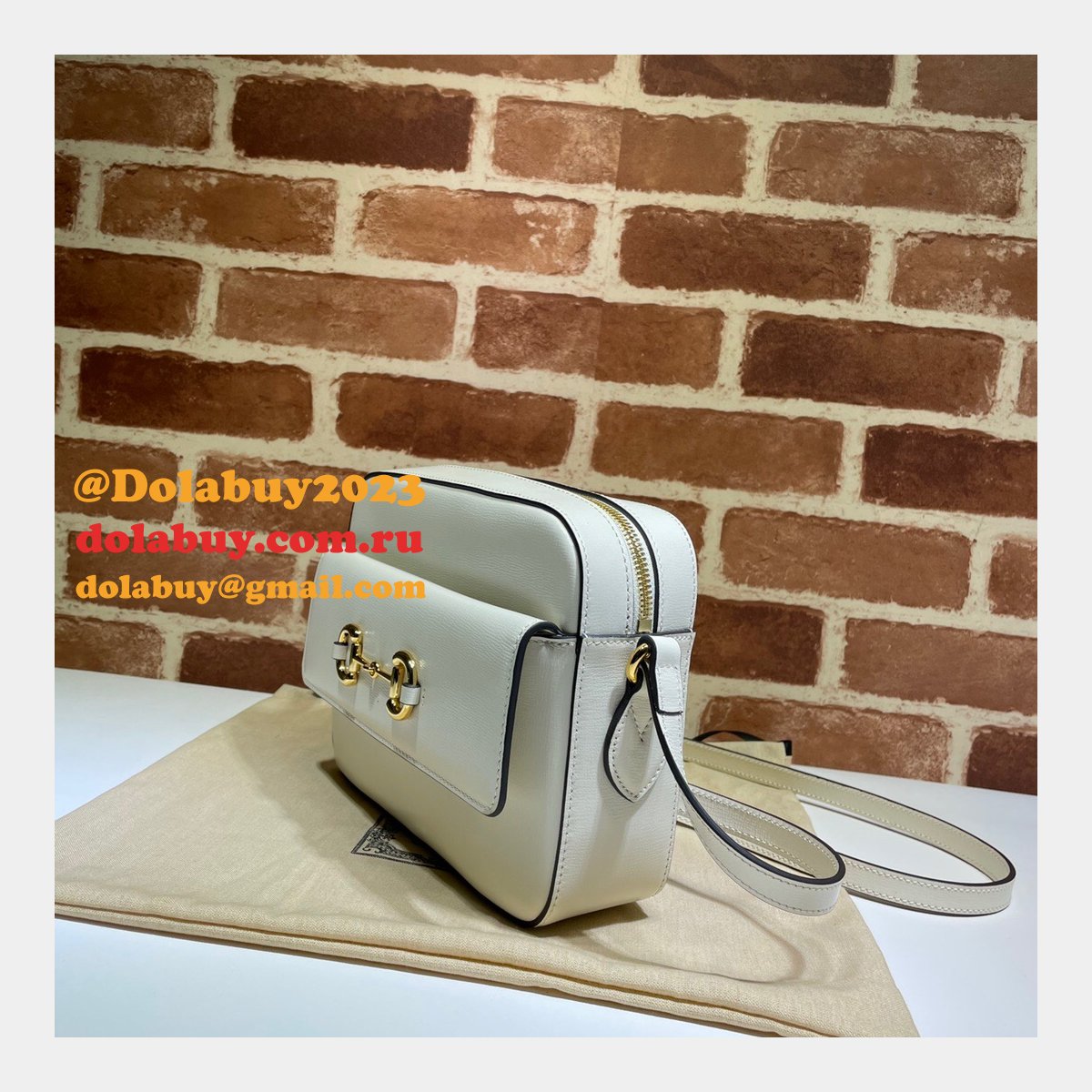 G*u*i horsebit 1955 small shoulder 645454 black army green white bag