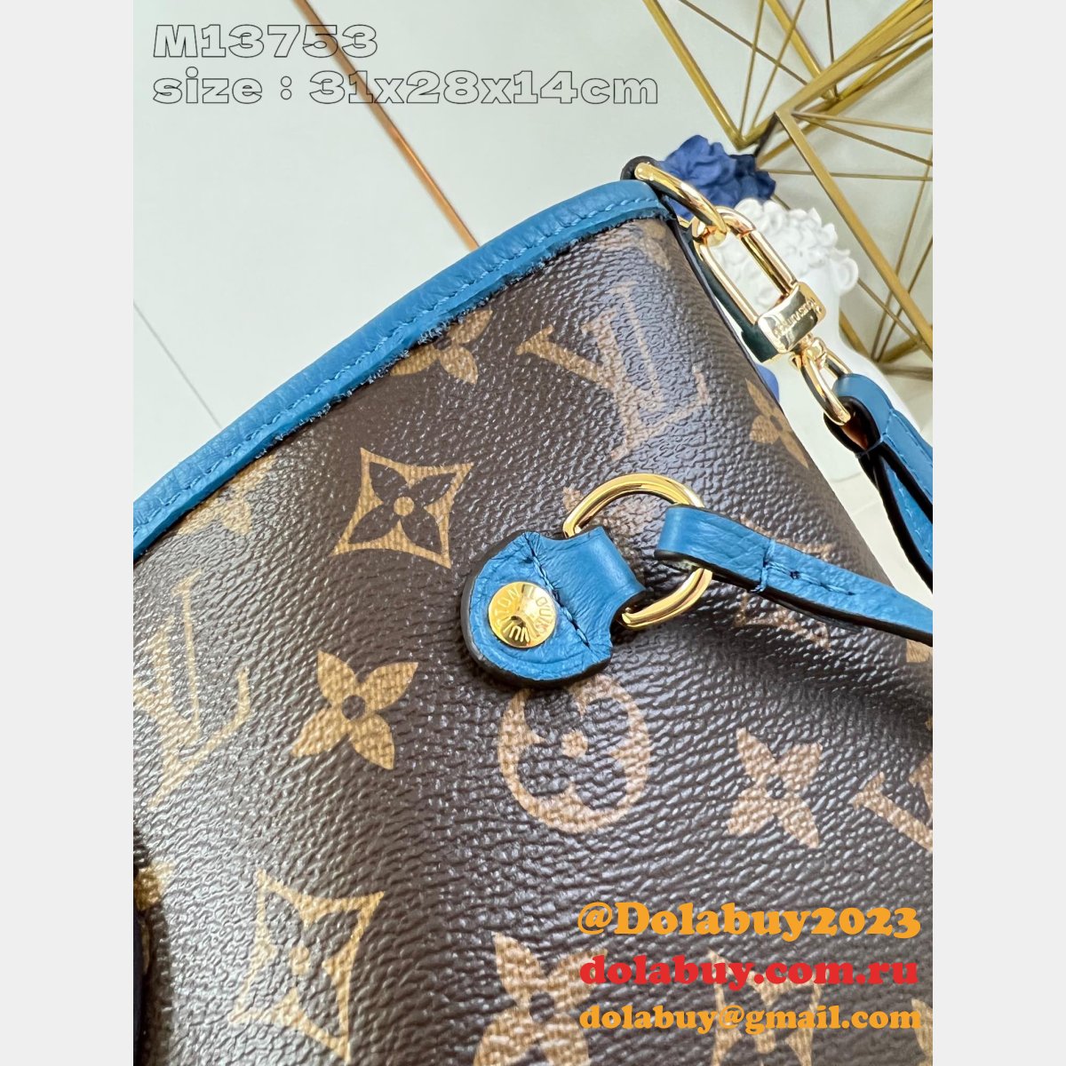 Louis Vuitton Knockoff M13753 Neverfull Bandouliére Blue Bag