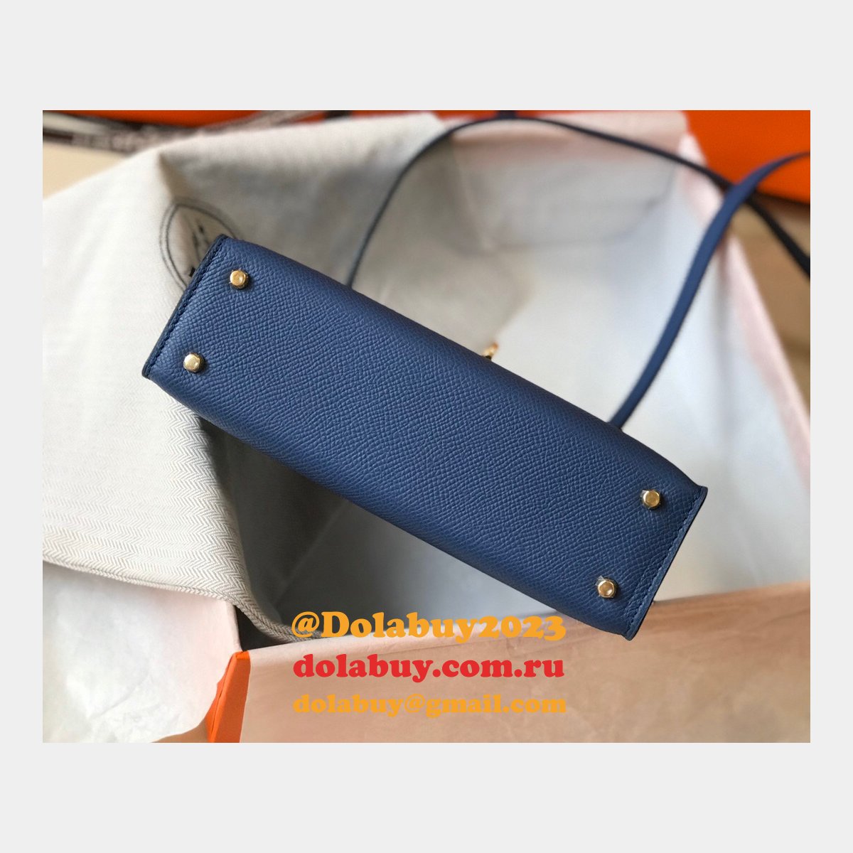 Hermes Blue Mini Kelly Replica Handbag Epsom leather