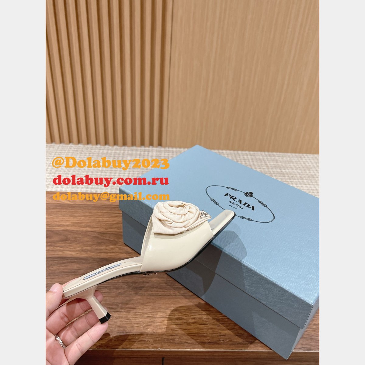 Dolabuy Designer Prada Replicas Fashion 2023 High Heel Slippers