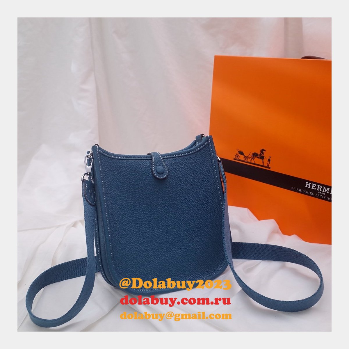 Cheap High Quality Replica Hermes Evelyne For Blue Sale