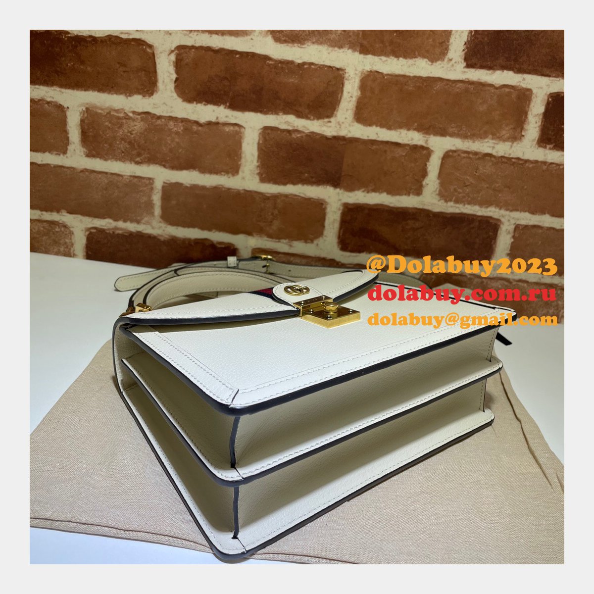 G*u*i black/cream ophidia small top handle replica bag