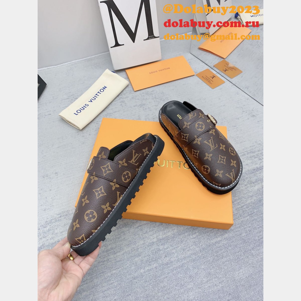 Outlet Replica Louis Vuitton Baotou Drag   men Shoes Dolabuy