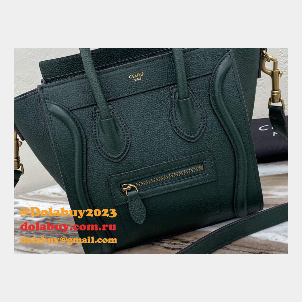 Celine Army Green Luggage Nano shopper 168243 Handbag