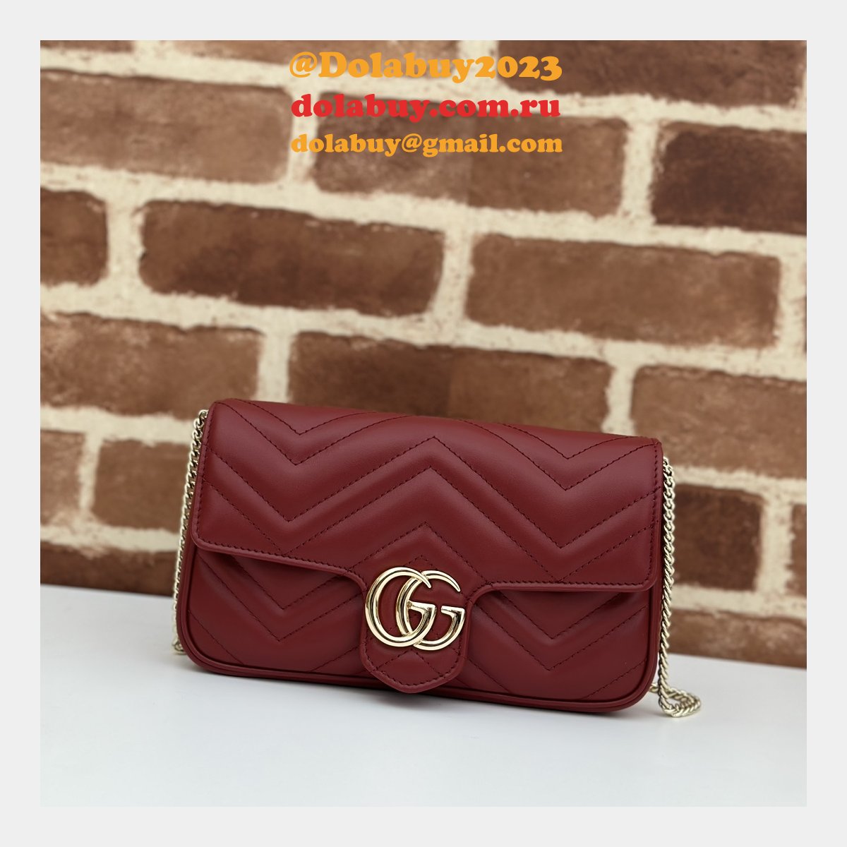Gucci Replica GG Marmont Mini Crossbody Luxury 751526 Red Bag