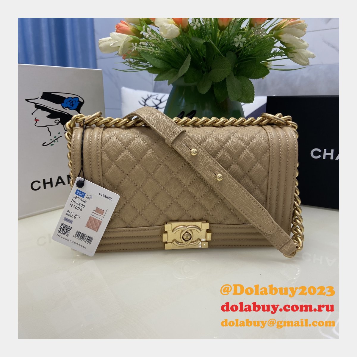Replica CC Le Boy Flap Bag caviar leather 25CM