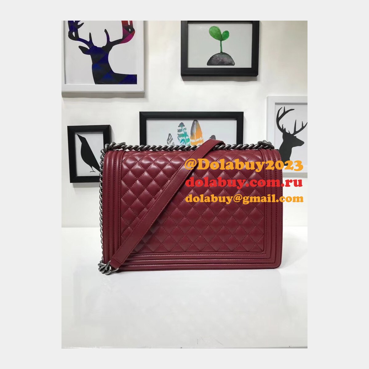 High Quality CC Le Boy Luxury Bags Lambskin 30cm