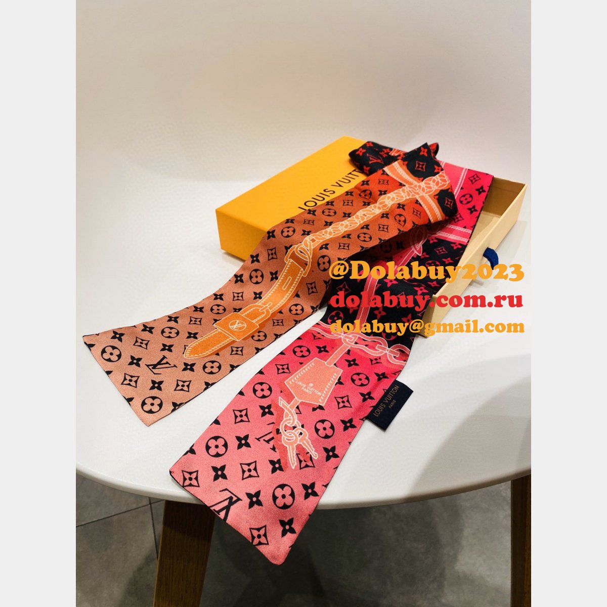 UK louis vuitton Double silk Ribbon Straps bow tie streamers