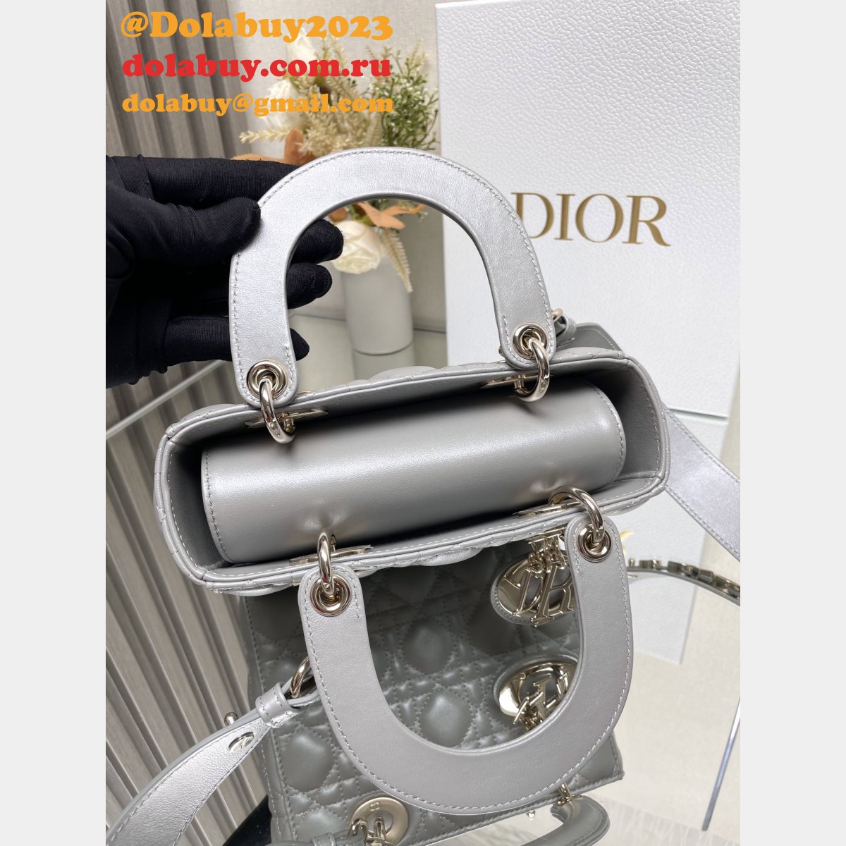 Best DIOR LADY MY ABC Wholesale PATENT LEATHER HANDBAG 20cm