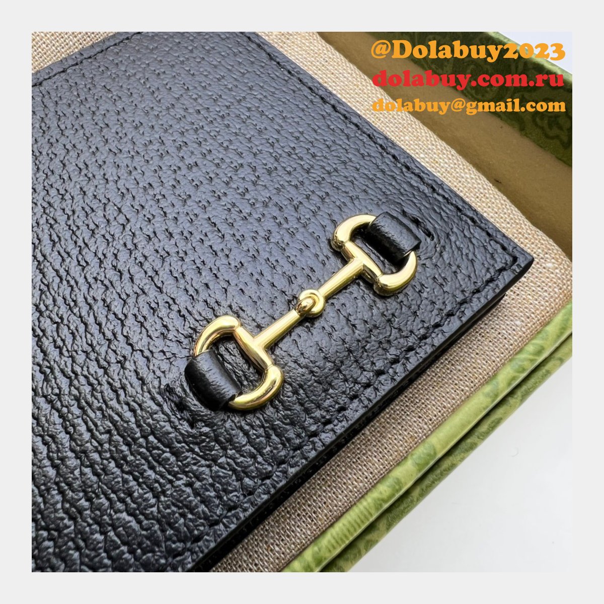 G*u*i fake 708554/700464 wallet folio horsebit black designer bag