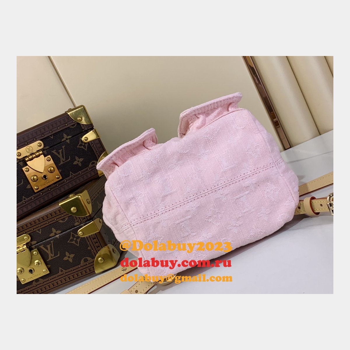 Venice Backpack Louis Vuitton Copy M13031 Luxury Monogram Denim Pink