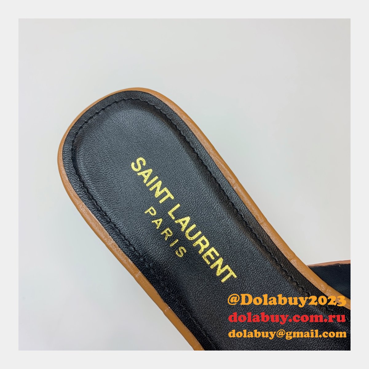 Tribute Mules Vegetable-Tanned Leather Saint Laurent Copy Shoes