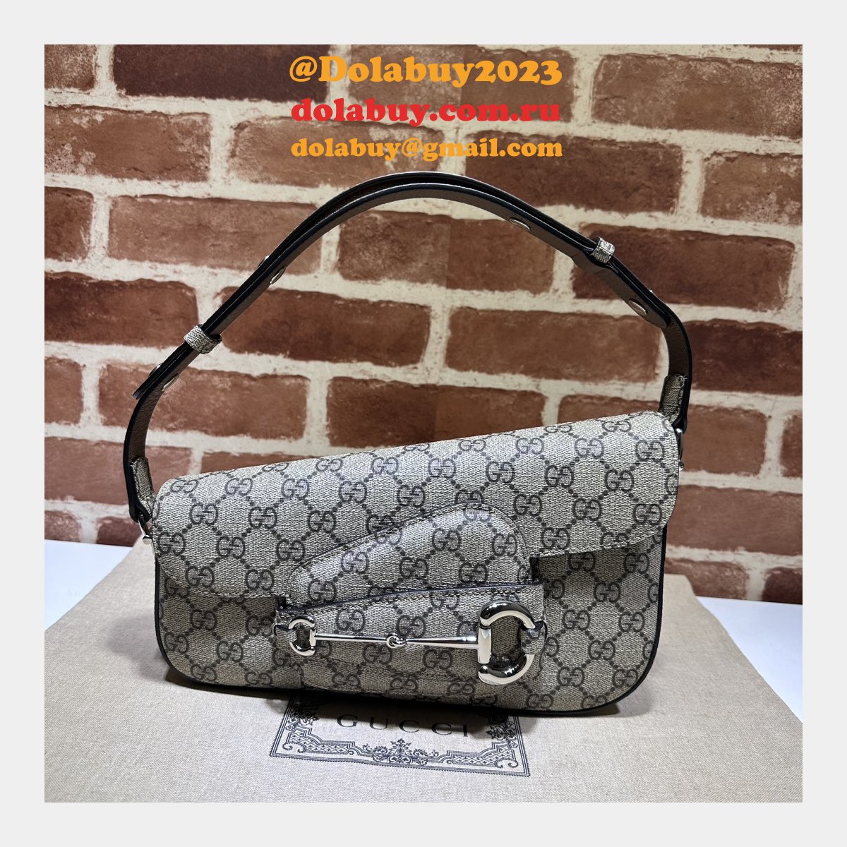 Perfect Gucci Replica Horsebit 764155 7 Star 1955 Shoulder Beige Bag