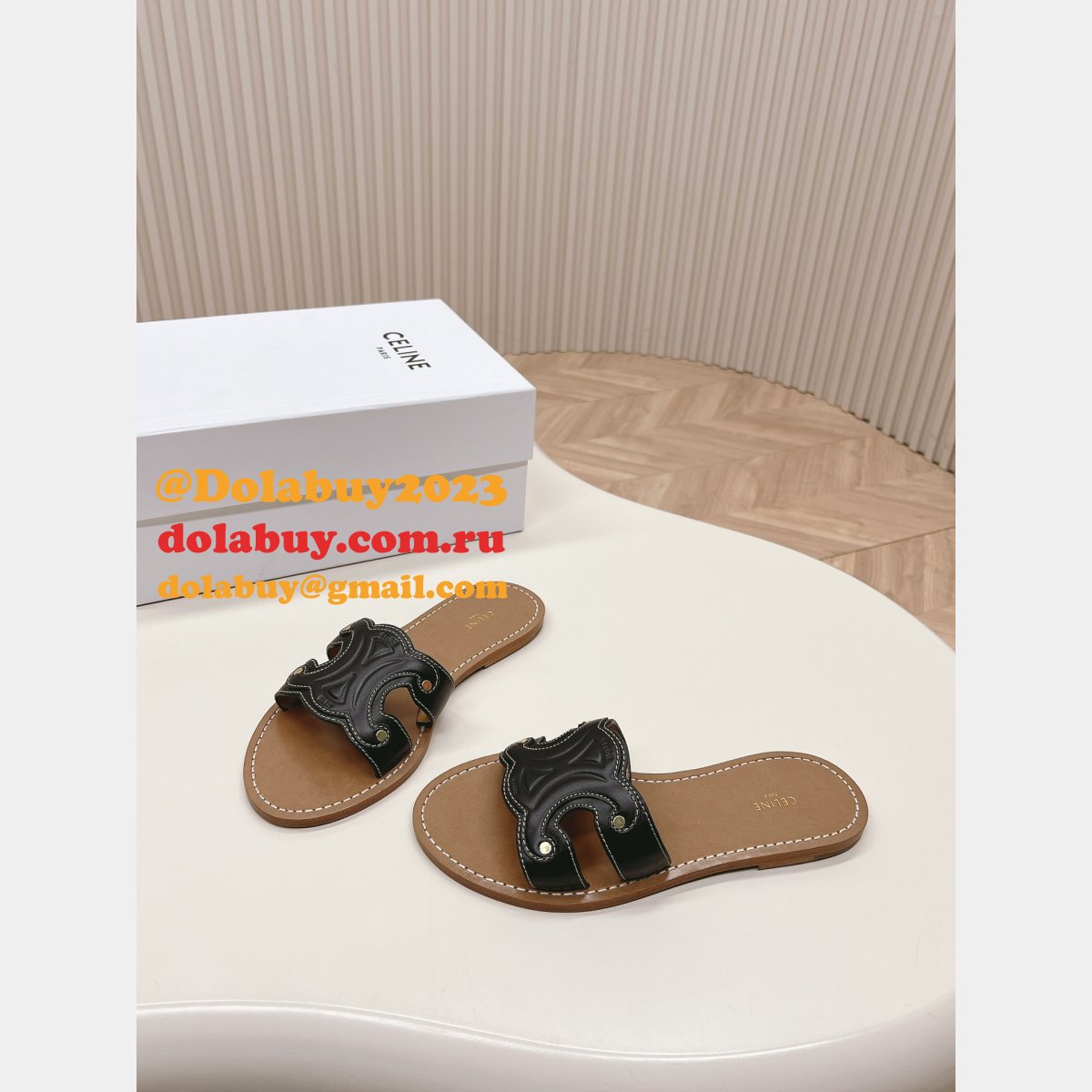 Celine Replica Paris Premium Flats Sandal Triomphe Shoes