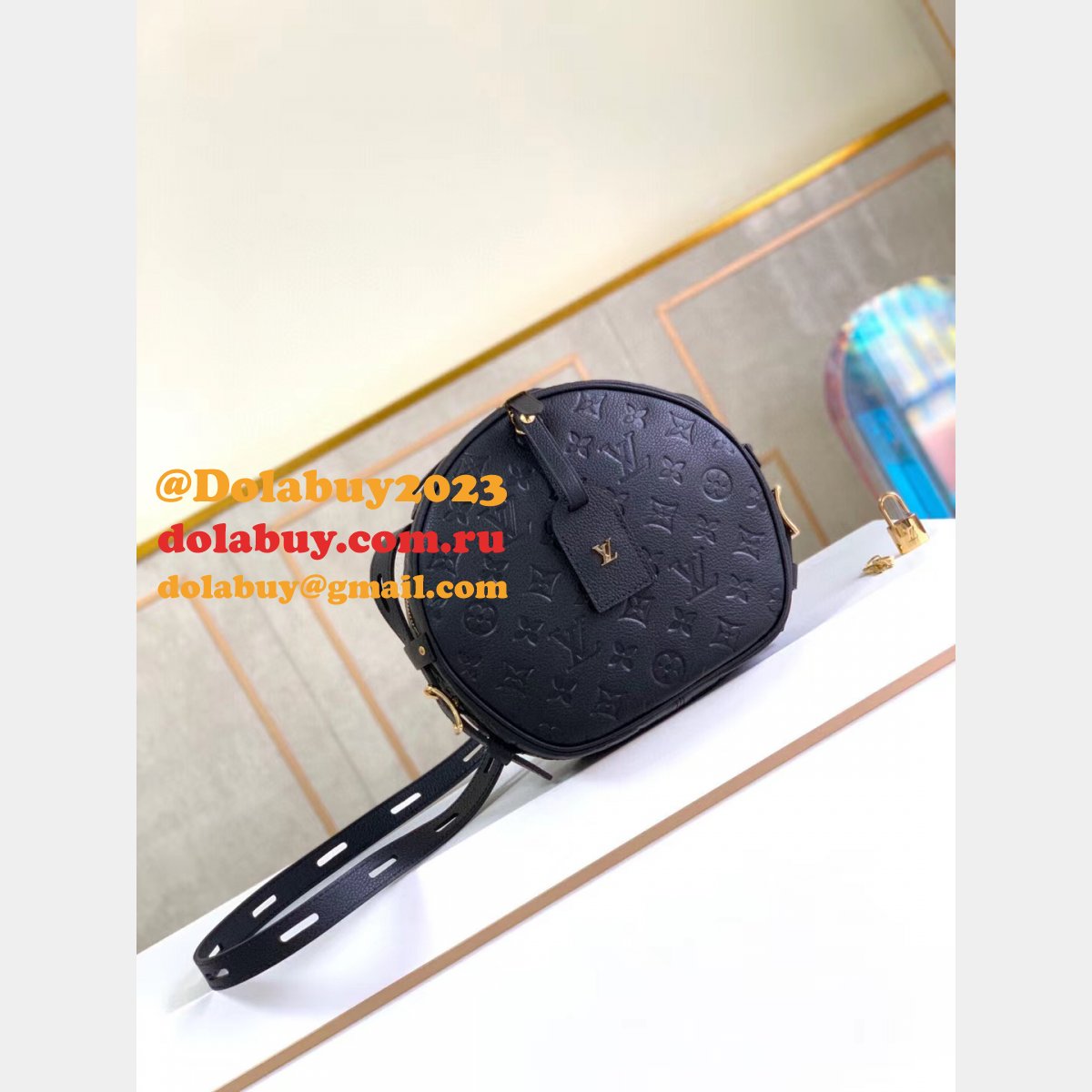 Louis Vuitton Designer Boite Chapeau Souple MM Monogram M45167 Noie Leather