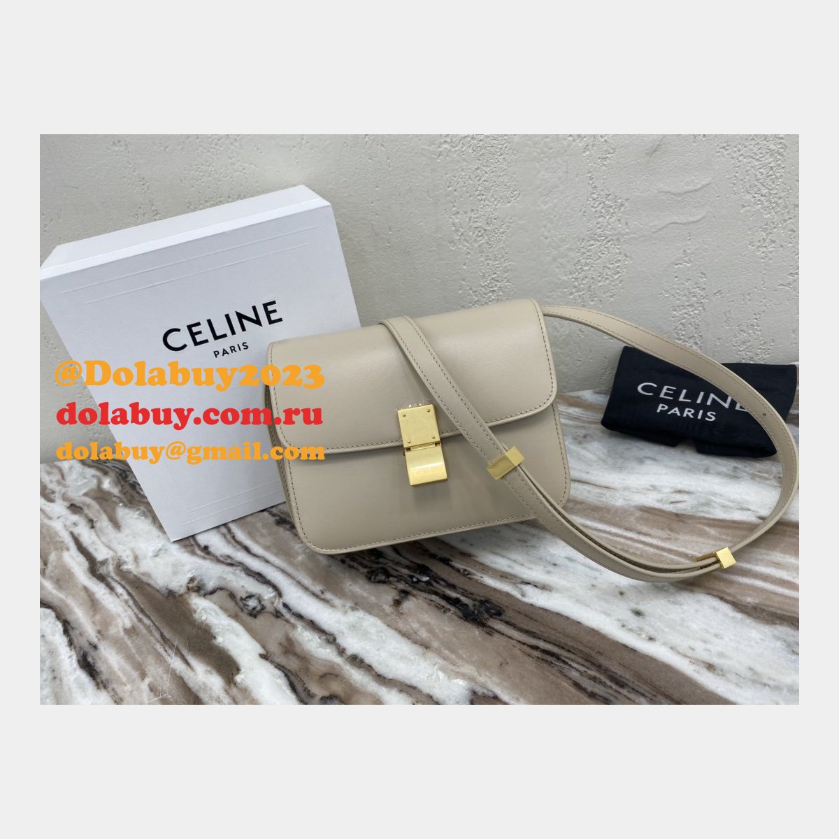 Celine Top Quality Teen Classic Box Apricot Bag